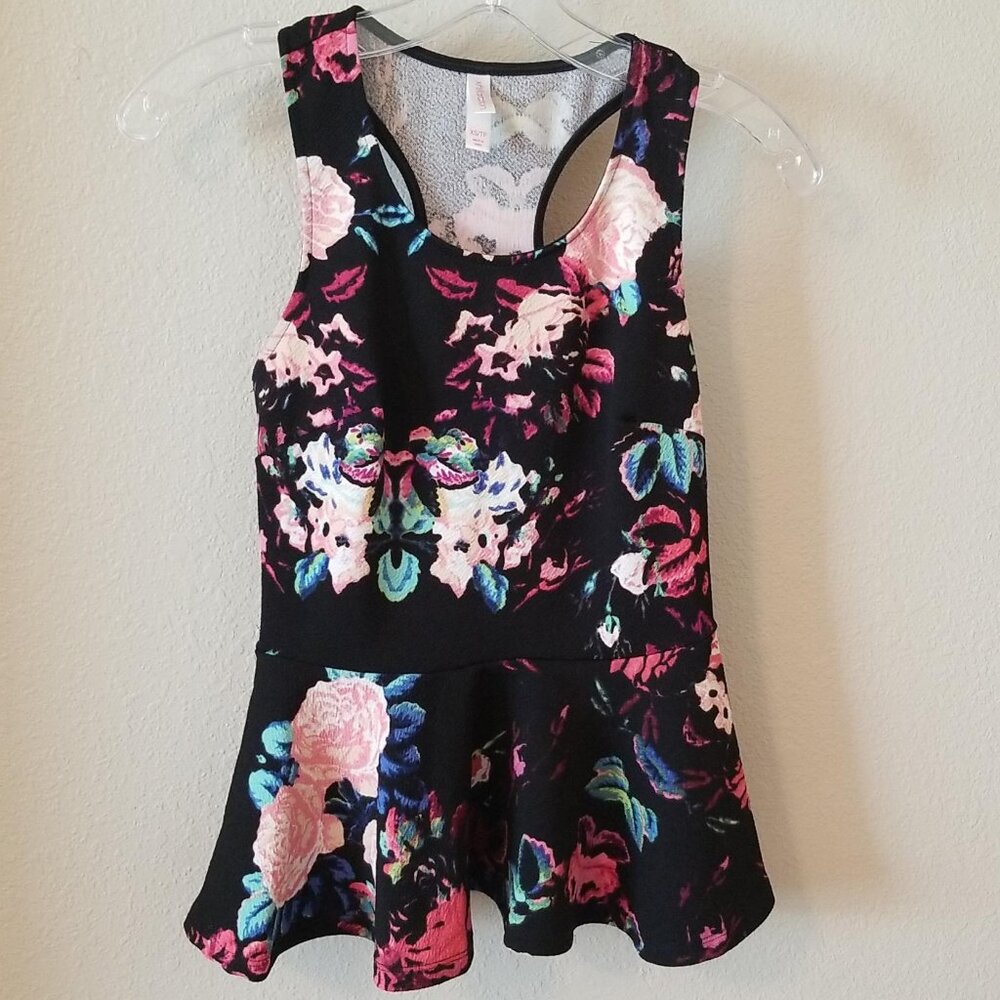 Black & Pink Floral Sleeveless Top